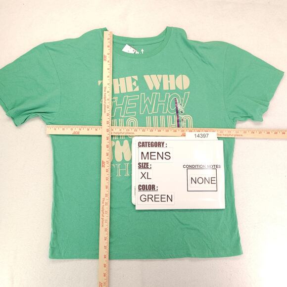 The Who Band Crew Neck Graphic T Shirt Mens Size Extra Large XL Green - Picture 5 of 9